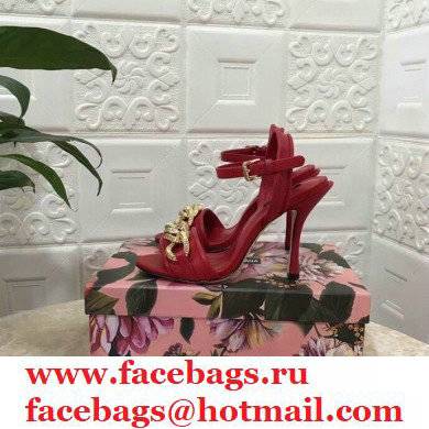 Dolce  &  Gabbana Heel 10.5cm Leather Chain Sandals Red 2021